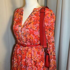 Vince Camuto Red Pink Floral Dress Size S